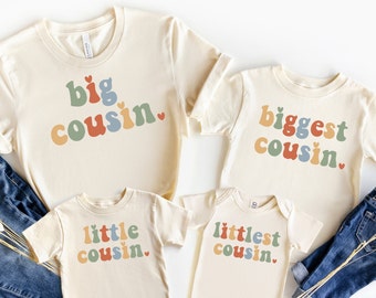 Big Cousin Retro Toddler Shirt, Biggest Cousin Shirt, Retro Cousin Shirt, Vintage Cousin Shirt, Little Cousin Shirt, Littlest Cousin Shirt