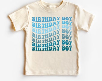 Retro Birthday Boy Toddler Shirt: Wavy Graphic Tee