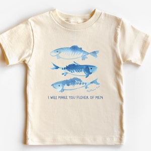 Camiseta cristã infantil Fishers of Men: camiseta infantil com versículo bíblico