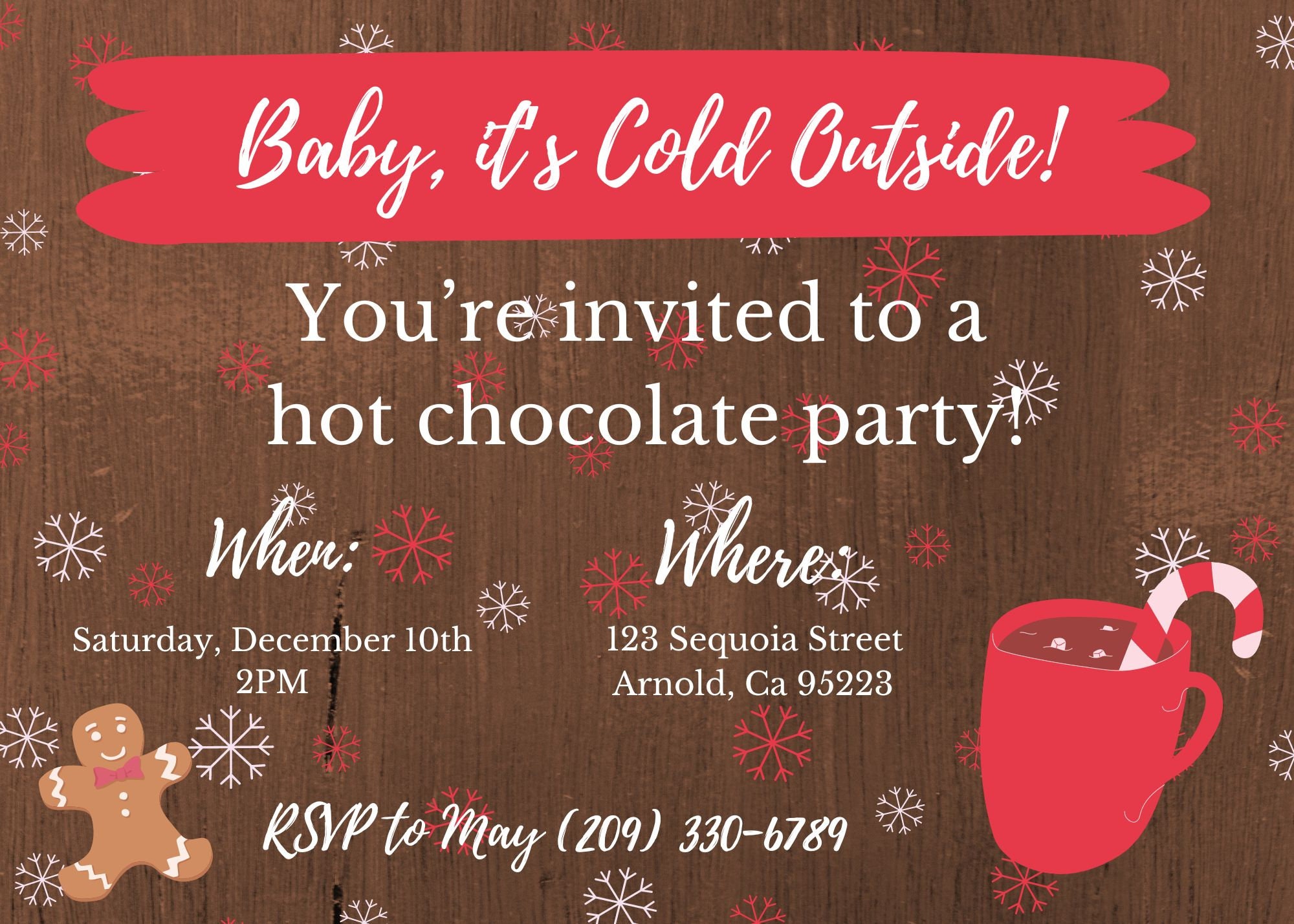 Hot Chocolate Party Invitation - Digital Download - Canva Design - Etsy