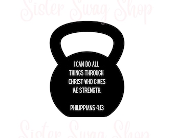 Filipenses 4:13 - Versículo cristiano con pesa rusa (descarga instantánea) SVG