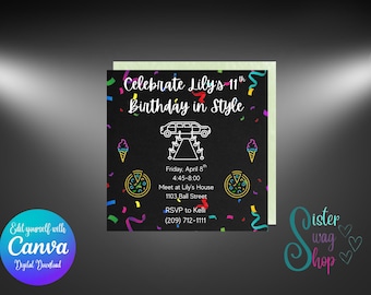 Invitación a la fiesta de cumpleaños de limusina - Descarga digital - Canva Link