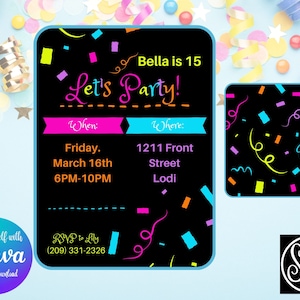 Let&#39;s Party Birthday Invitation Template - Digital Download - Canva Link