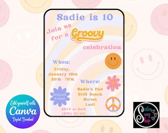 Plantilla de invitación de cumpleaños de celebración maravillosa - Descarga digital - Canva Link