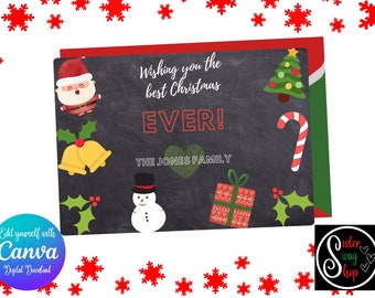 Wishing You the Best Christmas Ever Card Template - Digital Download - Customize with Canva