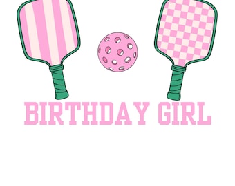 Imagen de celebración del cumpleaños de mujeres del Pickleball - SVG - Descarga instantánea