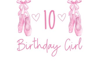 Ballet de coqueta con lazo rosa para décimo cumpleaños SVG Descarga instantánea