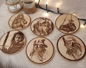 Sous-verres en bois Seigneur des Anneaux, seul ou par lot