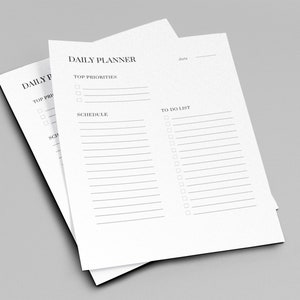 Minimalist and Aesthetic Printable Daily Planner | 1 Page| Instant ...