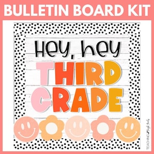 Third Grade Bulletin Board Kit | Classroom Decor Set | Door Decor | Calm Classroom Decor Easy Bulletin Board | Groovy Class Door Decor Kit