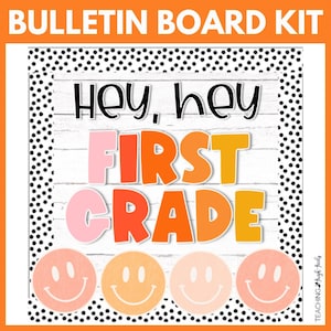 First Grade Bulletin Board Kit | Classroom Decor Set | Door Decor | Calm Classroom Decor Easy Bulletin Board | Groovy Class Door Decor Kit