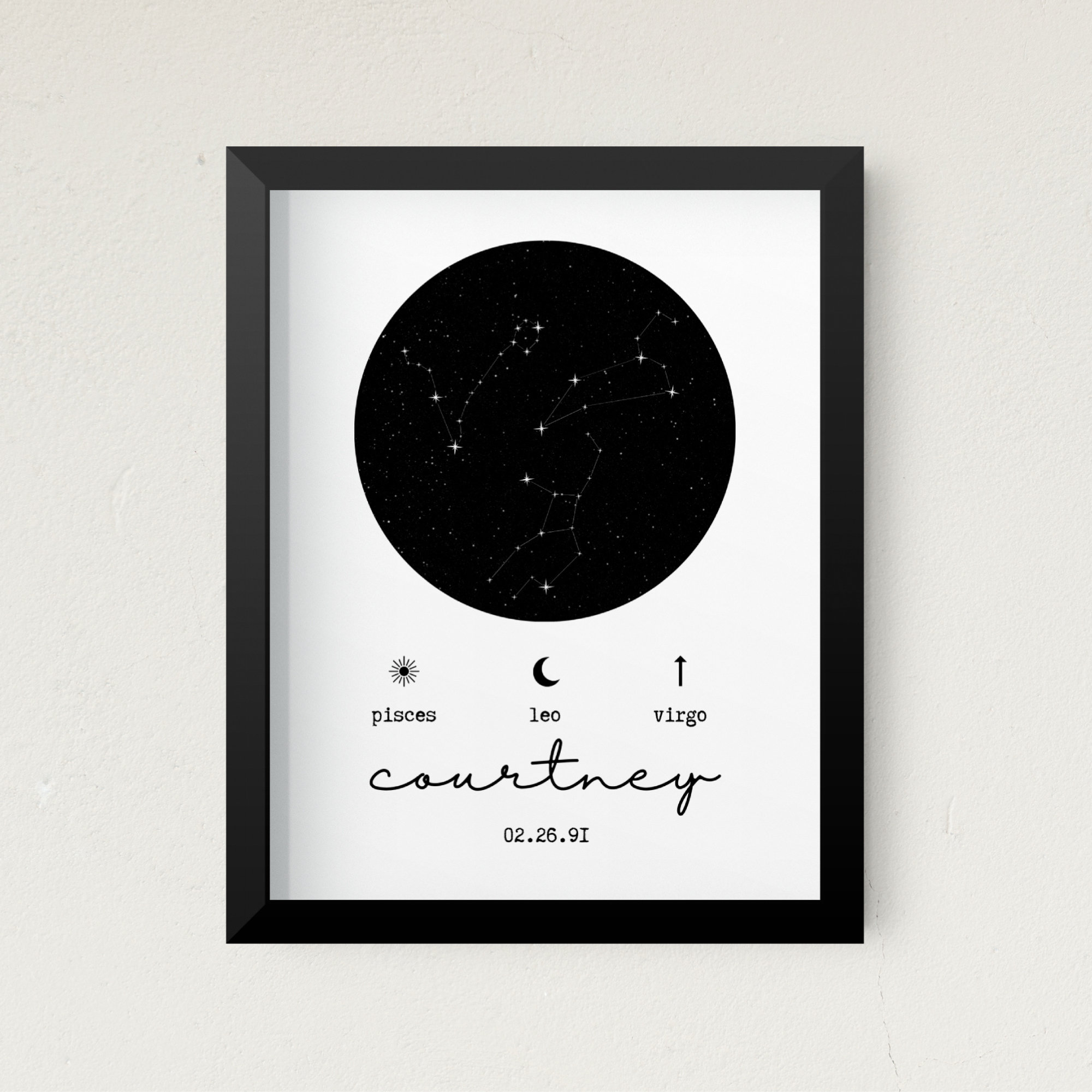 Personalized Constellation Astrology Gift, Custom Astrology Print, Sun