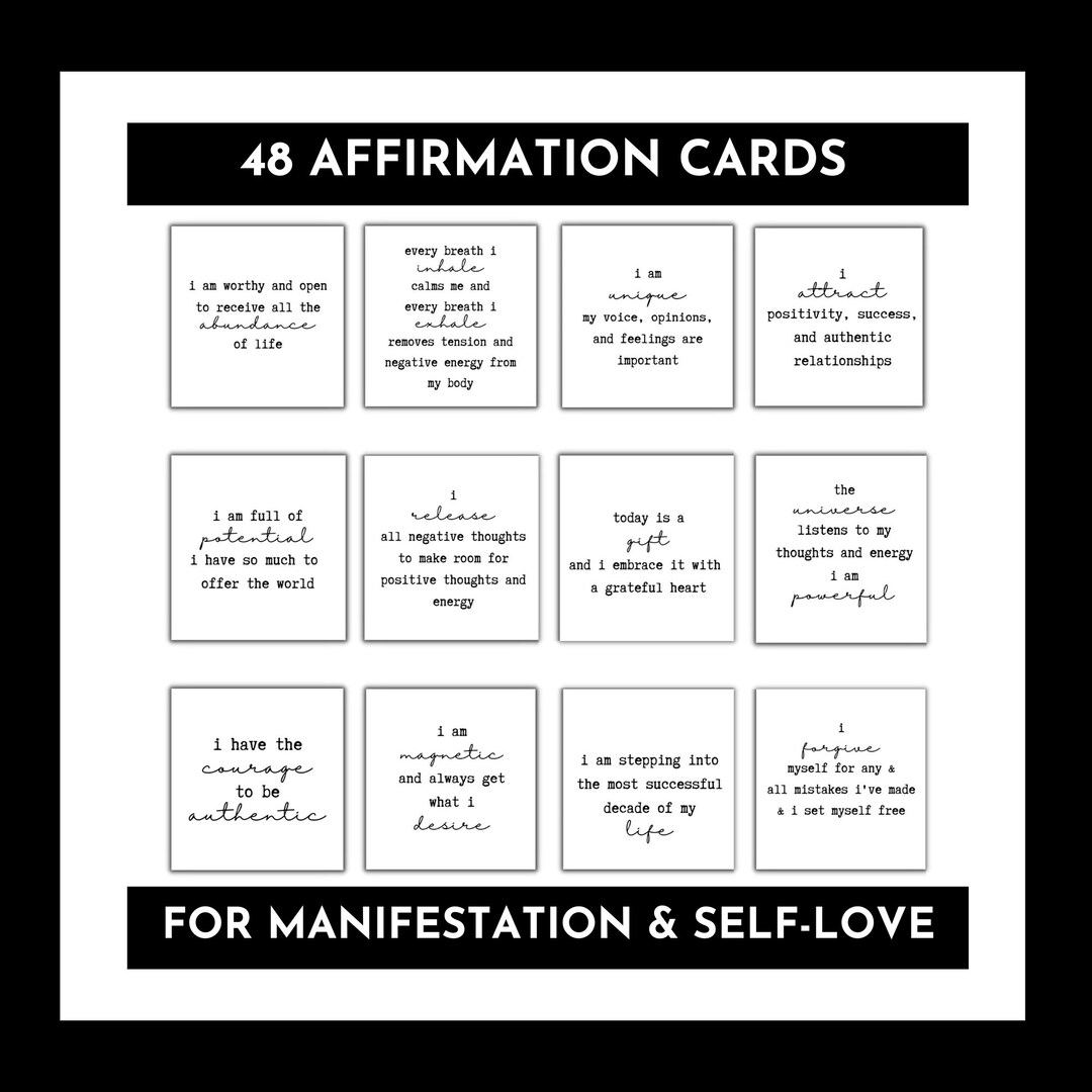 Positive Affirmation Card Deck for Manifestation and Self Love, Vision