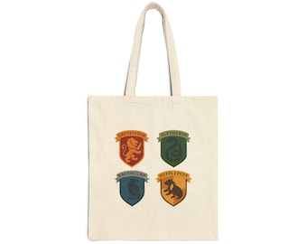 Magical House Emblem Cotton Canvas Tote Bag - Perfect for Fans, Gifts for Graduations, Eco-Friendly Shopping, Festival Use, Back to School
