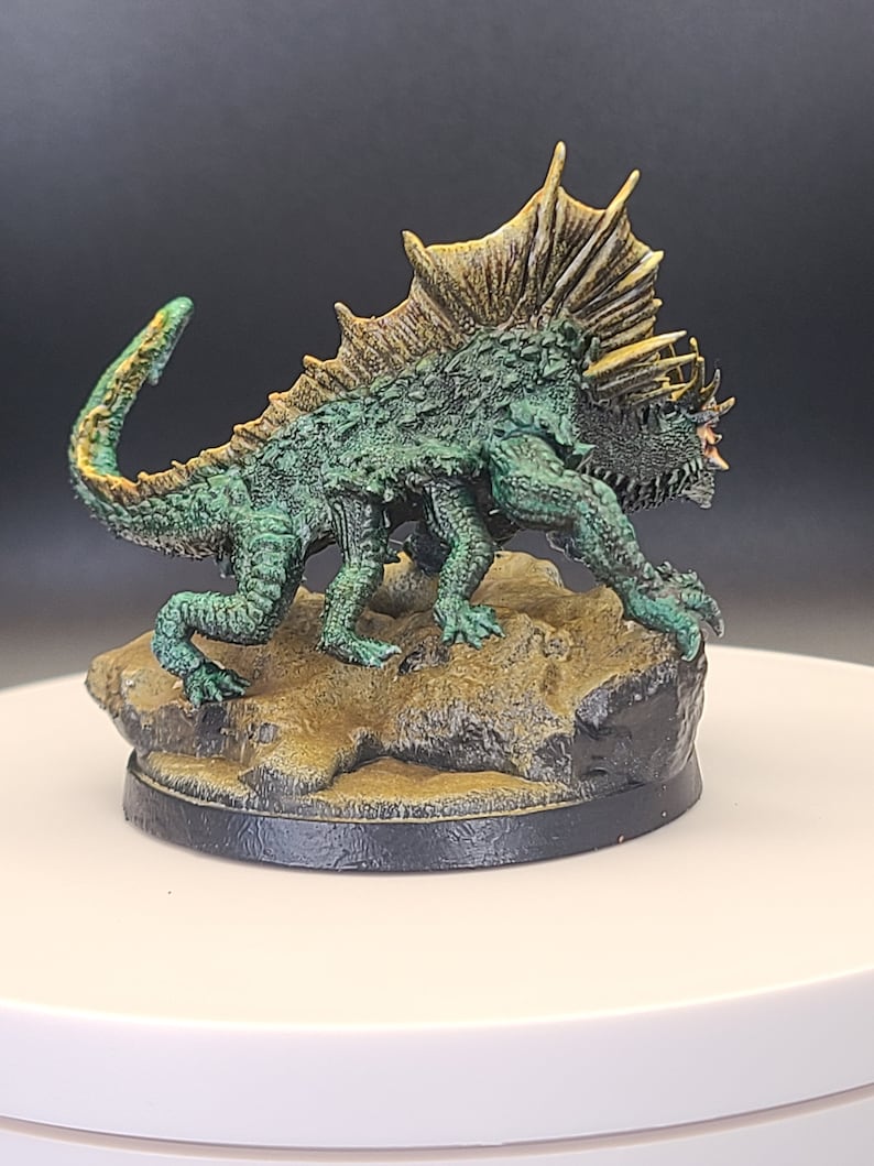 Basilisk Miniature Hand Painted Dnd Figure, Small Green Monster