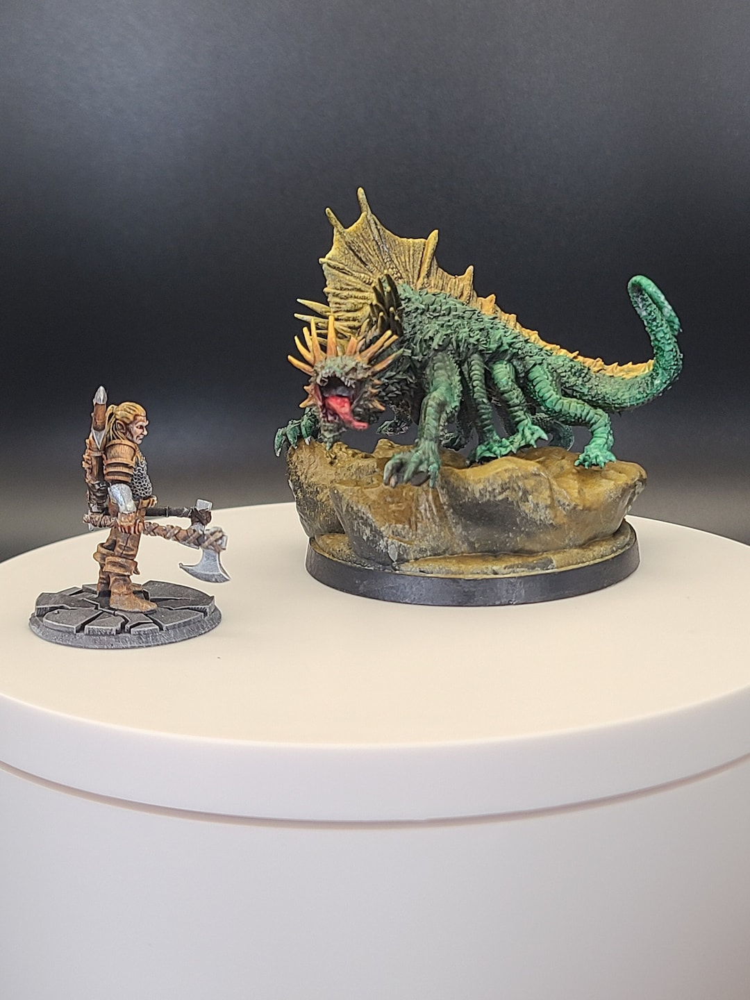Basilisk Miniature Hand Painted Dnd Figure, Small Green Monster, Tabletop Ready for Dungeons and
