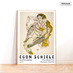Egon Schiele Print, Seated Couple (1915) Fine Art Print Schiele Exhibition Poster Schiele Wall Art Housewarming Gift Idea