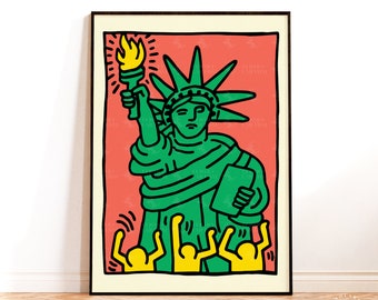 Impression Keith Haring, affiche de l'exposition de la Statue de la liberté, impression d'art mural