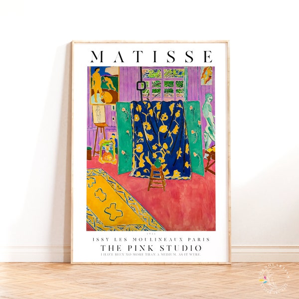 Henri Matisse Poster, The Pink Studio, Museum Wall Art, Modern Art Print, Matisse Vintage Art, Artist Quote, Modern Home Decor, Gift Idea