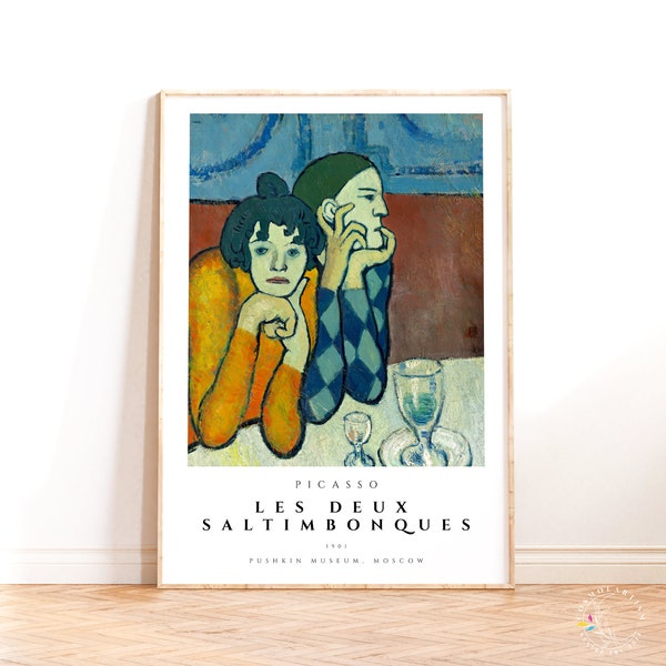 Harlequin and His Companion, Picasso Art Print, Museum Wall Art, Modern Art Print, Expressionism Vintage Print, Home Decor, French Gift Idea