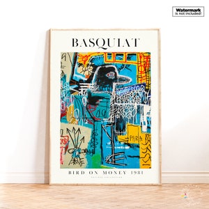 Jean Michel Basquiat, Basquiat Print, Basquiat Bird on Money, Modern Wall Decor, Abstract Art