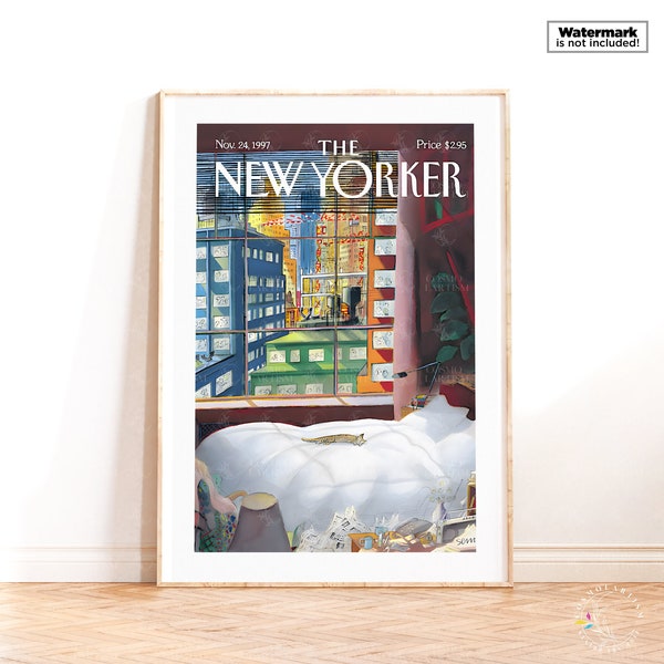 The New Yorker Magazine Cover Poster, Vintage Poster, Modern Wall Art Print, New Yorker November 1997, Retro Magazine Cover Print Home Decor