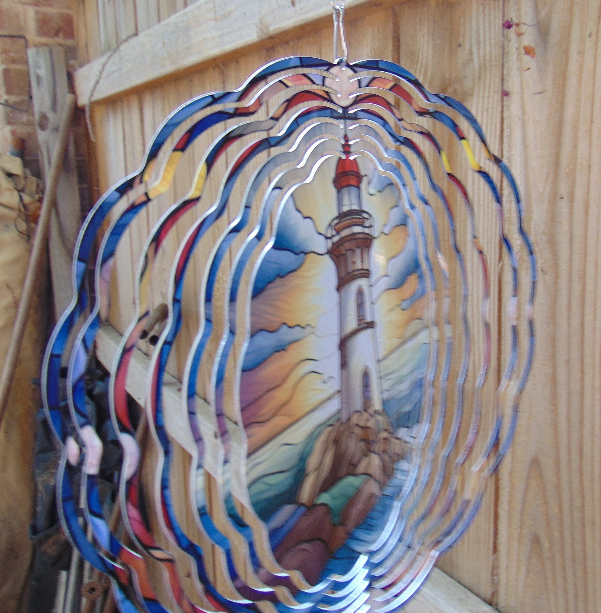 Lighthouse Wind Spinner Etsy