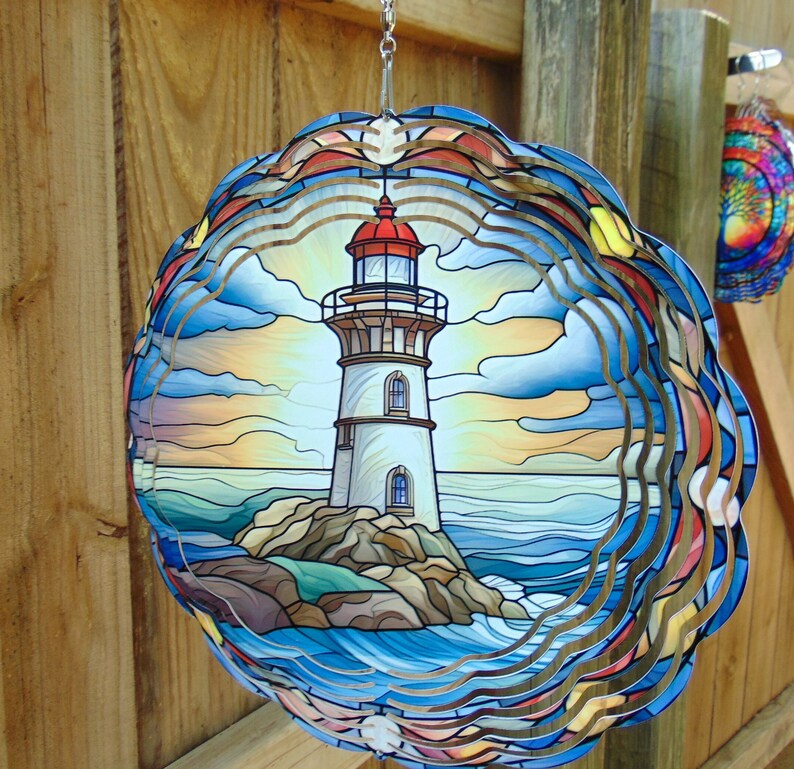 Lighthouse Wind Spinner Etsy