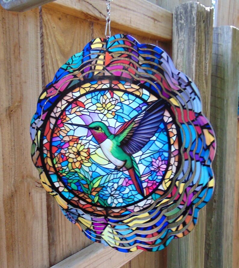 Hummingbird Stained Glass Wind Spinner Variety, Bright and Beautiful
