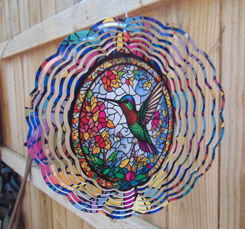 Hummingbird Stained Glass Wind Spinner Variety, Bright and Beautiful