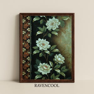 Antique Floral wall art | Digital Download | Farmhouse Wall Decor | Vintage Flower Painting Print | Cottagecore decor | Botanical PRINTABLE