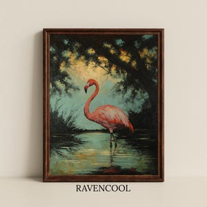 Vintage Sunset Flamingo Print: Boho Coastal Wall Art (Digital Download)
