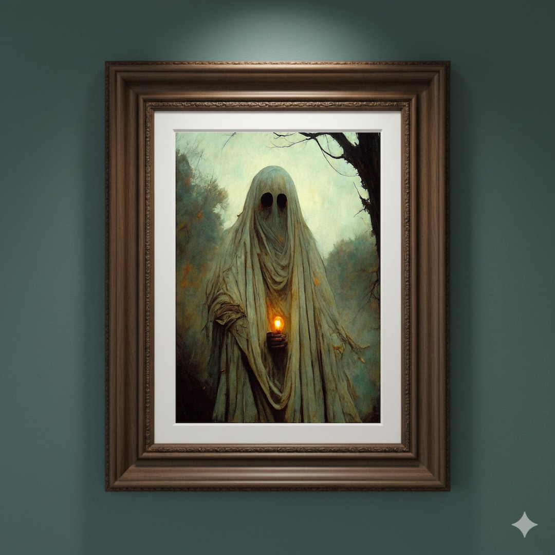 Ghost Painting | Moody Halloween Wall Art | Dark Academia Decor ...