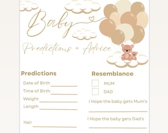 Lot de jeux de baby shower sur le thème de l'ours en peluche