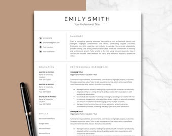 Professional Resume Template, Google Docs, Word, 1-3 Page Resume Template, Cover Letter & References Template, Modern Minimalist CV Template