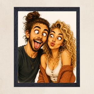 Custom Caricature Portrait from Photo, Funny Personalised Digital Gift, Custom Couple, Family & Pet Caricature Drawing image 6
