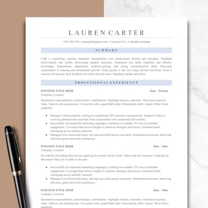 Plantilla de CV ATS, plantilla de CV compatible con ATS, Google Docs, Word, plantilla de CV de 1 a 3 páginas, plantilla de carta de presentación y referencias, CV ATS