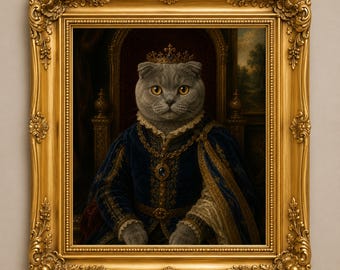 Custom Royal Cat Portrait, Royal Cat Collection, Personalized Cat Portrait from Photo, Digital Download