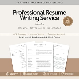 May include: Image of a professional resume writing service advertisement. The text includes "Professional Resume Writing Service" and "Resume, Cover Letter, References." The image also shows sample resume pages and the text "Land More Interviews & Get Hired Faster."