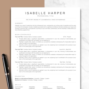 Plantilla de currículum ATS, CV profesional moderno para Google Docs y Word, diseño de 1 a 3 páginas con carta de presentación y referencias, CV de diseño minimalista