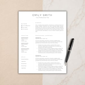 Professional Resume Template, Google Docs, Word, 1-3 Page Resume Template, Cover Letter & References Template, Modern Minimalist CV Template