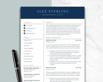 Modern Resume Template, Resume Word, Resume Google Docs, 1-3 Page Resume Template, Cover Letter & References Template, Modern CV Template