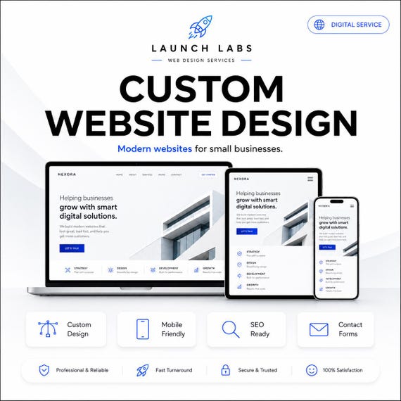 Custom Website Design, Professional Small Business Website, Mobile Responsive Web Design, Complete Website Setup