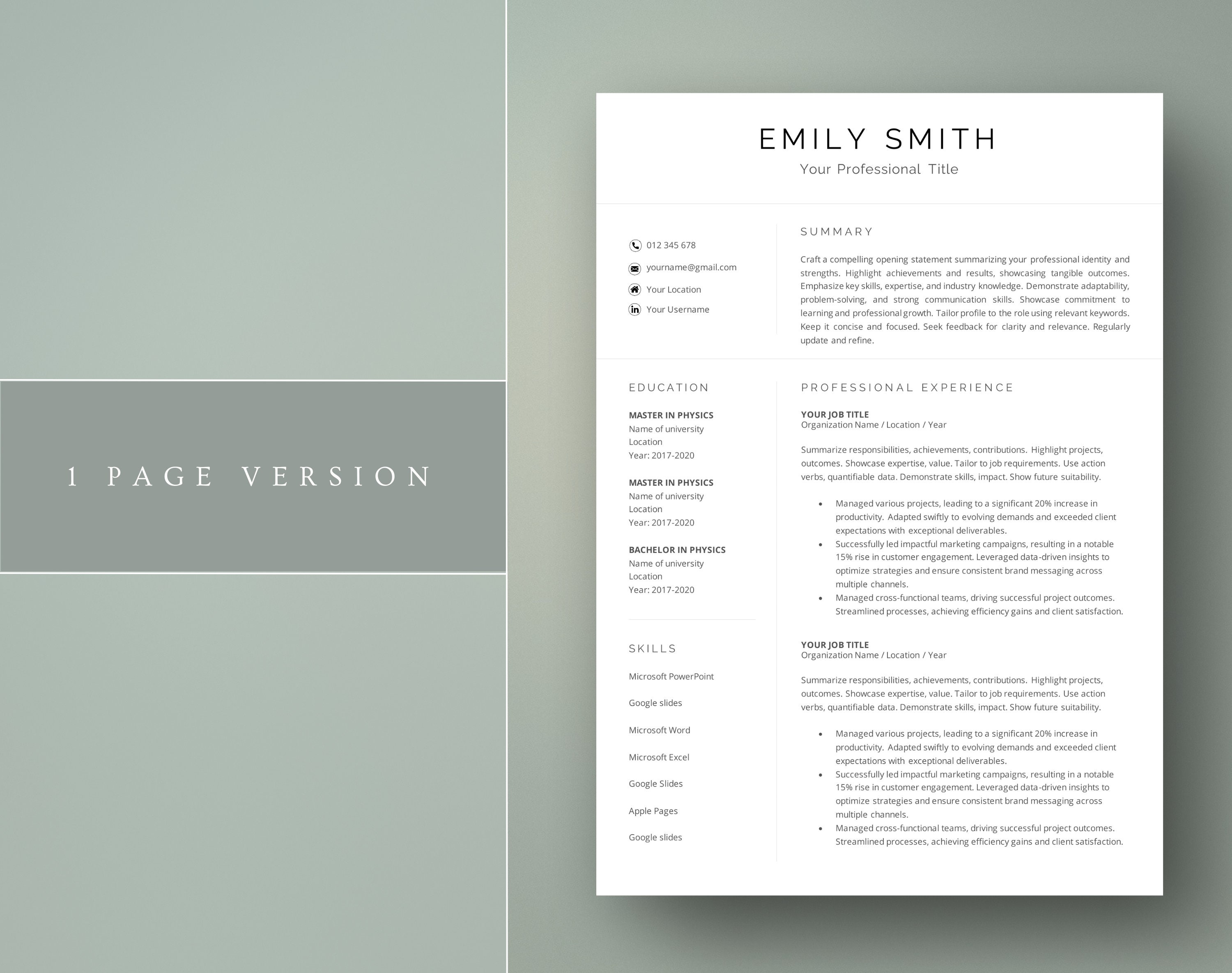 Professional Resume Template Google Docs Word 13 Page Etsy Australia