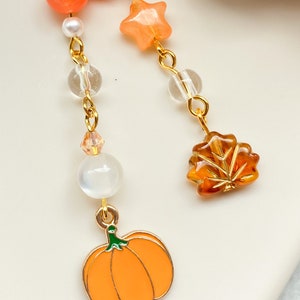 Fall inspired pumpkin Phone Charms, Kawaii Keychain, Y2k Charms, Handmade Phone Charm for AirPods, Backpacks, Handbags, Lunch bags, keychain