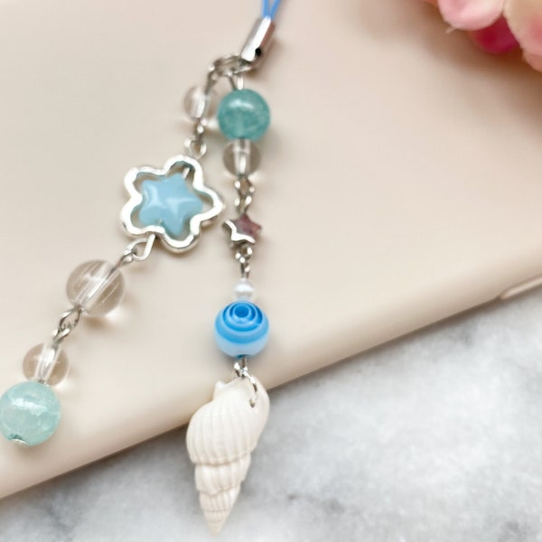 Seashell beach vibe Phone Charms, Kawaii Keychain, Y2k Charms, Handmade Phone Charm for AirPods, Backpacks, Handbags, Lunch bags, keychains