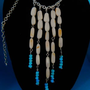 Choker necklace with mother of pearl beads and turquoise