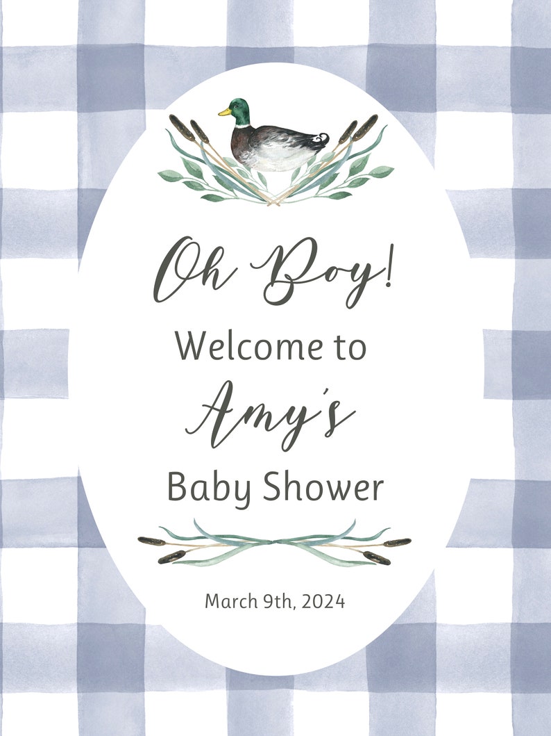Duck Themed Baby Shower Poster | Welcome Sign | Oh Boy! Baby Shower ...