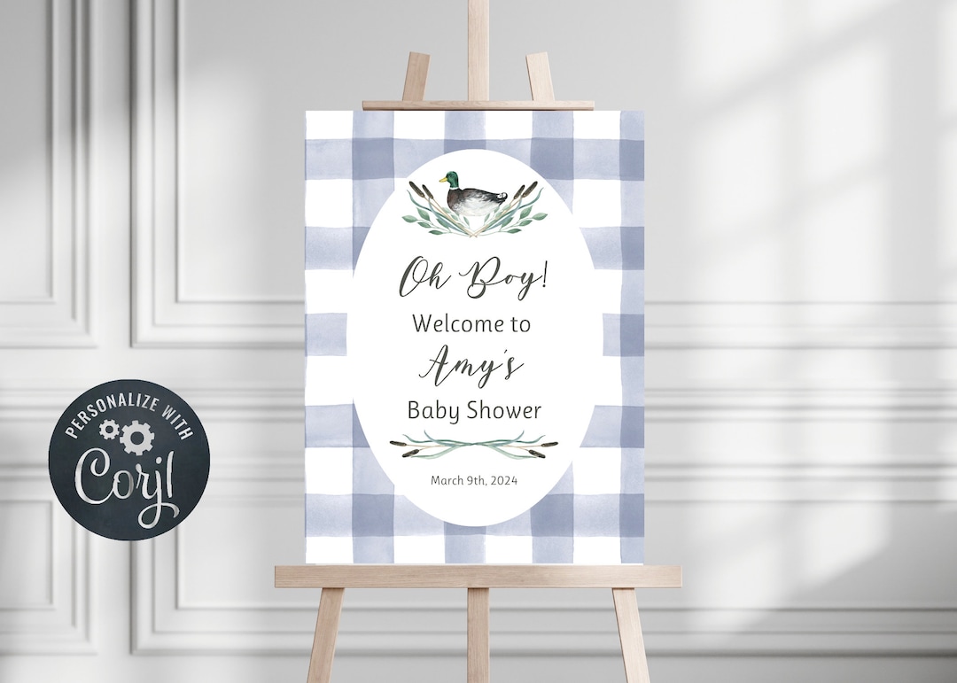 Duck Themed Baby Shower Poster | Welcome Sign | Oh Boy! Baby Shower ...