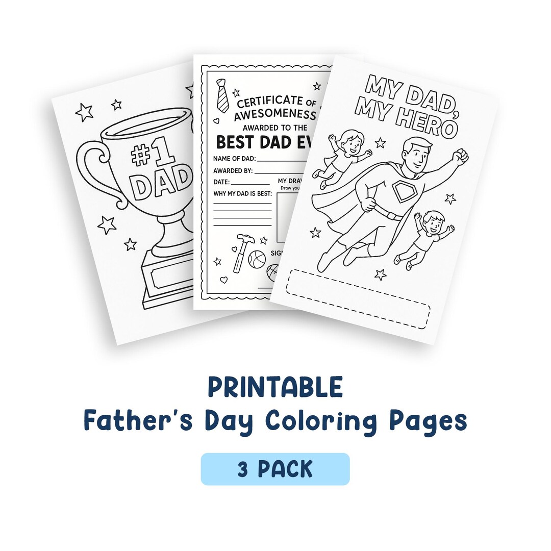 Father’s Day Coloring Pages for Kids – Fun 3-pack | Instant Download ...